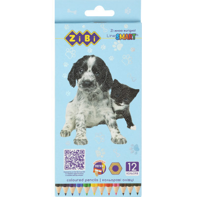 Олівці кольорові ZiBi Dogs&amp;Cats шестигранні 12 кольорів (ZB.2427) Вінниця - фото 1