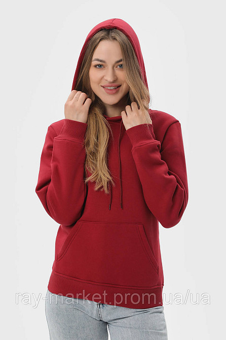 Худи женское базовое утепленное RAY BASIC бордовое (U0401W-Burgundy) XXL Киев - изображение 1