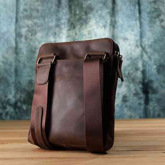 Мужская сумка через плечо из винтажной натуральной кожи Shvigel 20866_1 Коричневый Киев