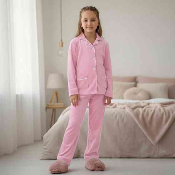 Дитяча велюрова тепла піжама дві кишені Зефірний б/к 146-152 Харків