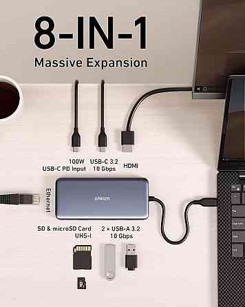 USB-хаб Anker USB-C 8-в-1 Black (A83830A2) ( 29558 ) Харків