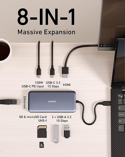 USB-хаб Anker USB-C 8-в-1 Black (A83830A2) ( 29558 ) Харків - фото 5