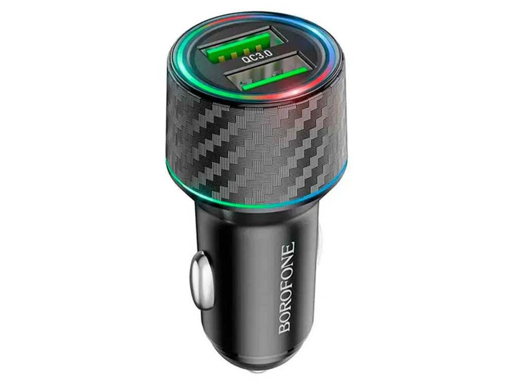 Автомобільний зарядний пристрій BOROFONE BZ21A Brilliant 36W dual port QC3.0 car charger Black Київ - фото 1