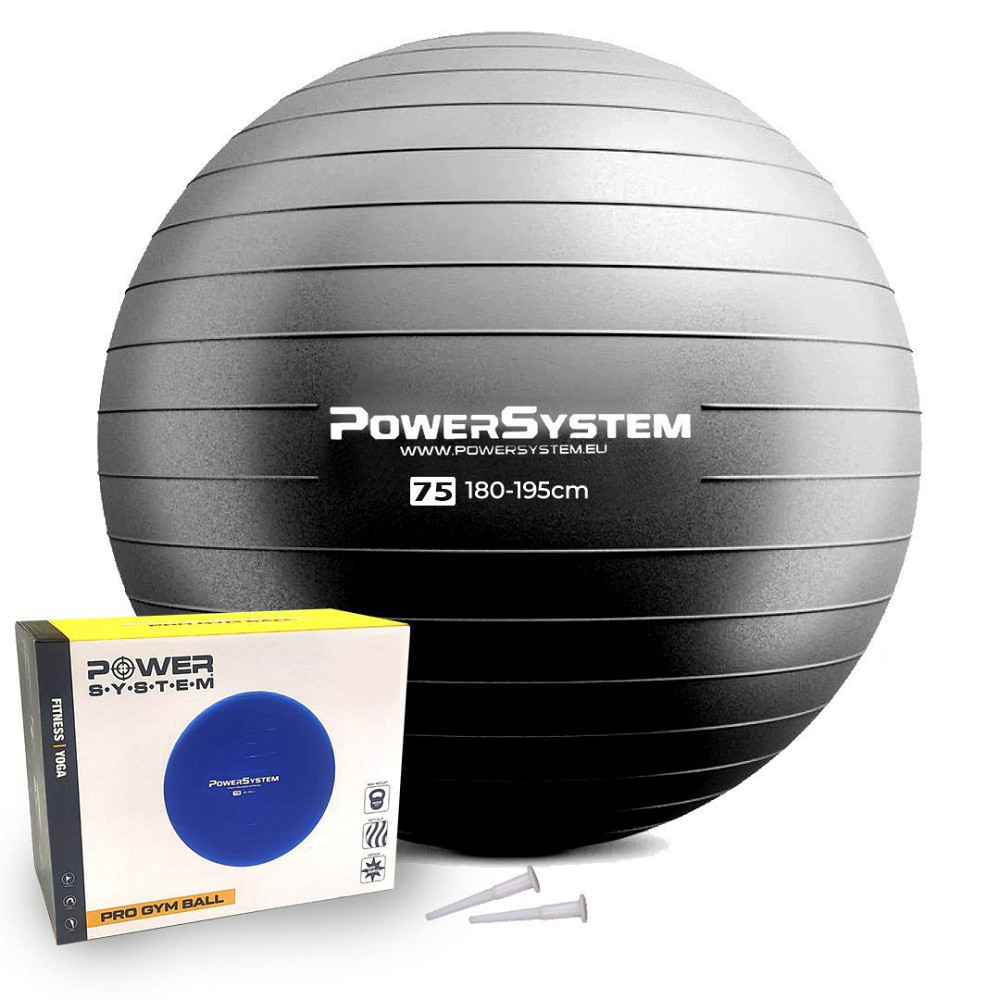 Мяч для фитнеса (фитбол) Power System PS-4013 Ø75 cm PRO Gymball Black Луцк - изображение 1