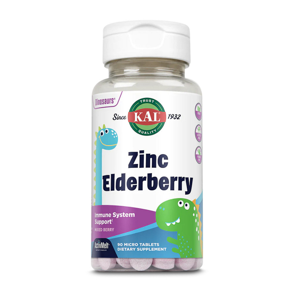 Цинк с бузиной для иммунитета детям KAL Zinc Elderberry 5mg 90 tabs Berry Киев - изображение 1