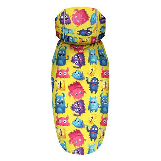 Дощовик-накидка з капюшоном для собак WAUDOG Clothes, малюнок "Мохнаті монстри", M, А 40-43 см, Коломыя