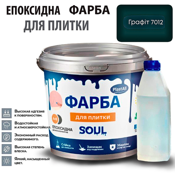 Епоксидна глянцева фарба для реставрації плиткових поверхонь 4.5 кг Plastall™ (Графітовий колір) Харків