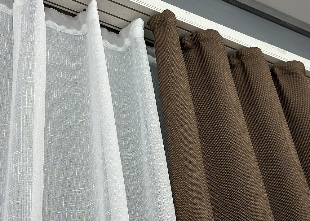Комплект штор VR-Textil Лен Мешковина 100х270 2шт и Тюль 300х270 277ш-115т Коричневый с белым 71-015/1 Киев - изображение 6