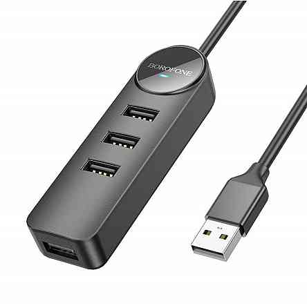 Адаптер Borofone DH5 Erudite 4-in-1 adapter(USB to USB3.0+USB2.0*3)(L=1.2M) Black Киев