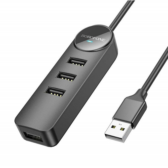 Адаптер Borofone DH5 Erudite 4-in-1 adapter(USB to USB3.0+USB2.0*3)(L=1.2M) Black Киев - изображение 1