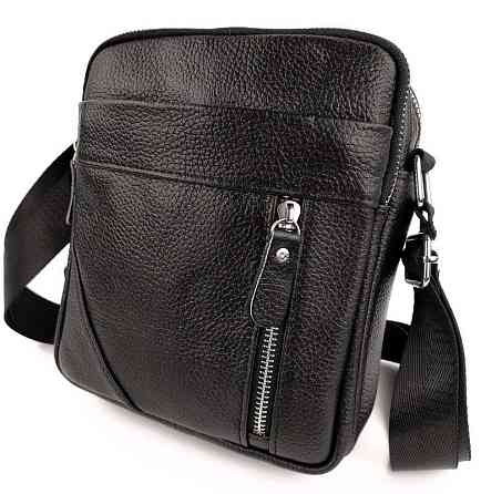 Чоловіча шкіряна сумка через плече Tiding Bag M38-10131A чорна Кам'янське