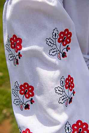 Плаття-вишиванка для дівчаток, біле з вишивкою лляне, довгий рукав топ Київ