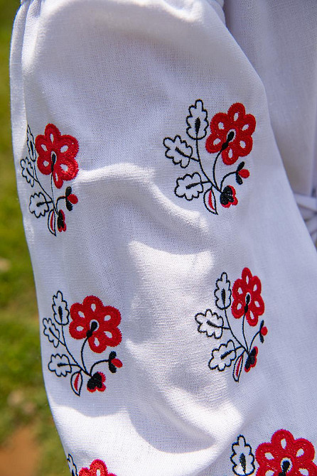 Плаття-вишиванка для дівчаток, біле з вишивкою лляне, довгий рукав топ Київ - фото 4