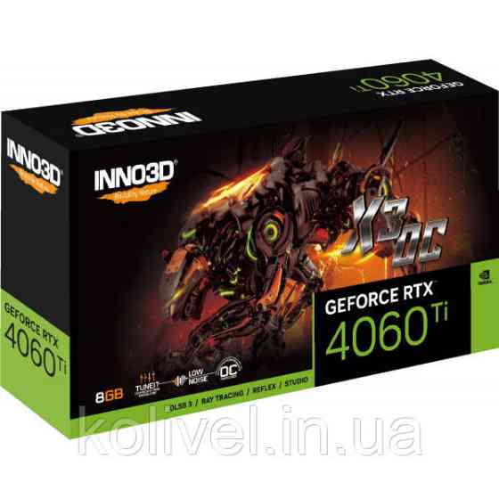 GeForce RTX4060 Ti Inno3D X3 OC, 8GB GDDR6, 128bit, PCI Express 4.0 X8 (N406T3-08D6X-171153L) Киев