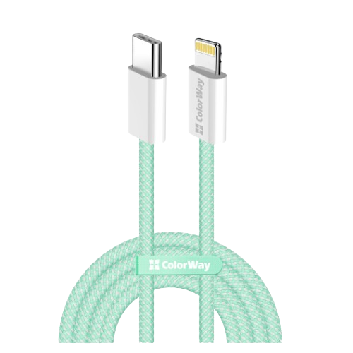 Кабель USB PD Type-C/Lightning ColorWay CW-CBPDCL061-G 27W 1м зелений Житомир