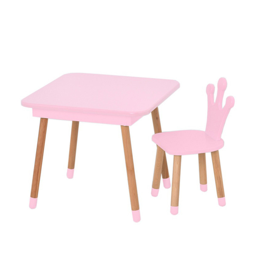Столик зі стільцем "Корона" 09-025R-BOX з ящиком, рожевий Вінниця - фото 1