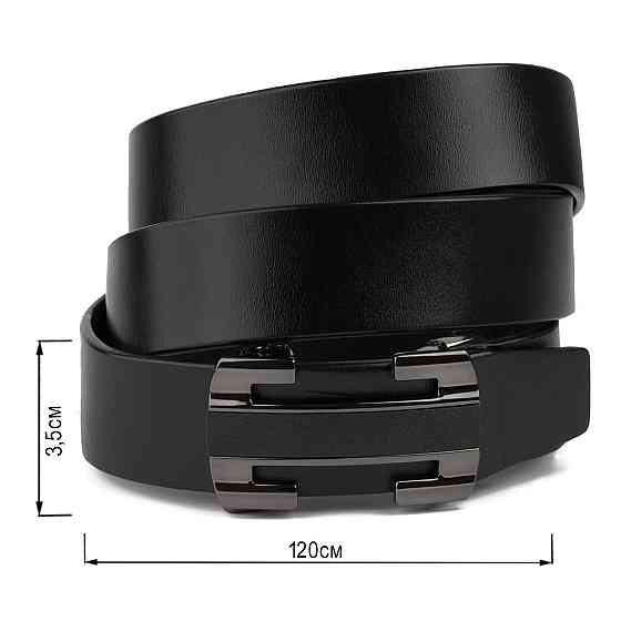 Ремень мужской с пряжкой уголки Vintage 20262 Черный Киев