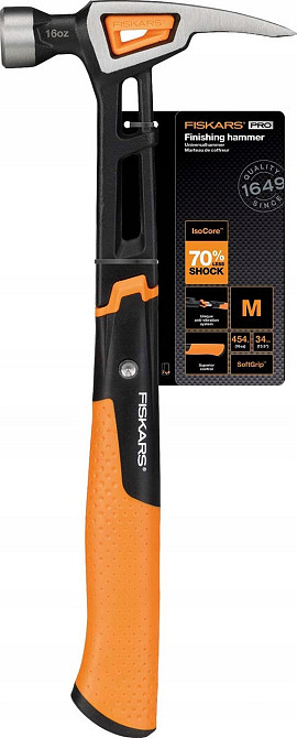 Универсальный Молоток - гвоздодер столярный Fiskars IsoCore (M) 16oz/13.5