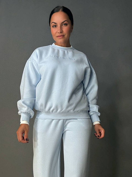 Костюм женский A-N 27063 свитшот и джогеры оверсайз с вышивкой голубой, голубой, M Киев - изображение 3