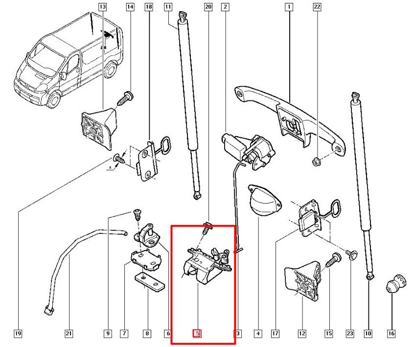 Замок двери ляды задней нижний GP Nissan NV300 (905037151R) Киев - изображение 9