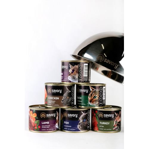 Корм вологий Savory Cat Can Adult Duck консерви для вибагливих котів з качкою 200 г Київ - фото 4