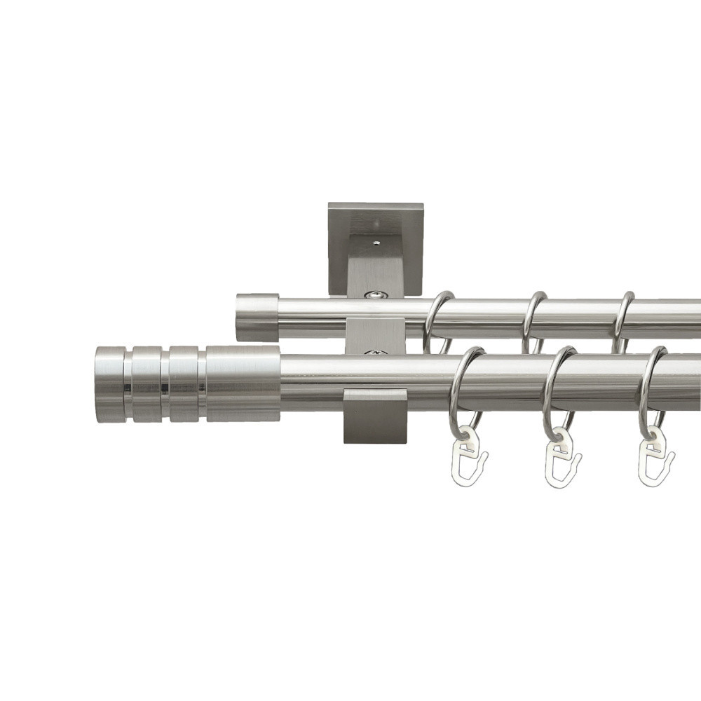 Карниз Orvit Модуло металевий дворядний техно гладка труба кільце металеве Нержавіюча Сталь 25\19 мм 240 см Львов - изображение 1