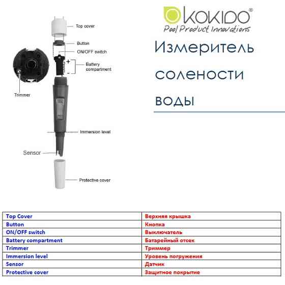 Тестер для басейну Kokido K975CS цифровий соліметр Київ
