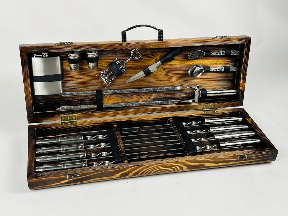 Подарунковий набір шампурів у дерев'яному кейсі СТАЛЕВИЙ HAPPY DAYS Тернопіль - фото 1