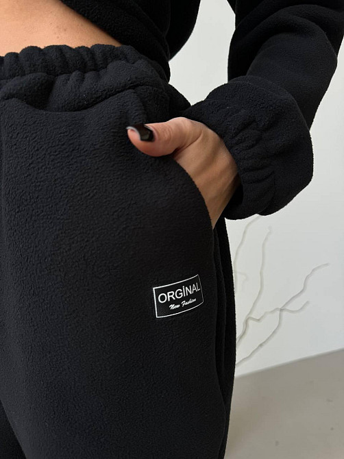 Женский повседневный костюм из плотного флиса полар. Черный, 46/48 Одесса - изображение 5