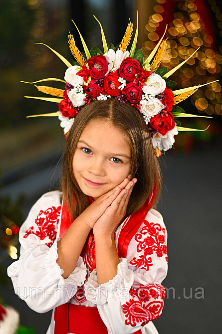 Віночок український вишневий сценічний зі стрічками Кривий Ріг - фото 8