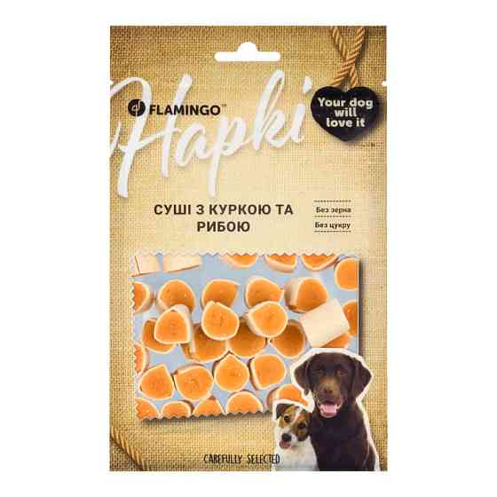 Ласощі Flamingo Фламінго суші з м'ясом курки та тріски для собак 75г (611009) Київ