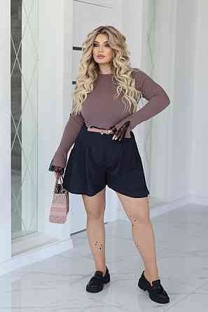 Женский лонгслив рубчик с кружевом Chic 54-56, Мокко Киев