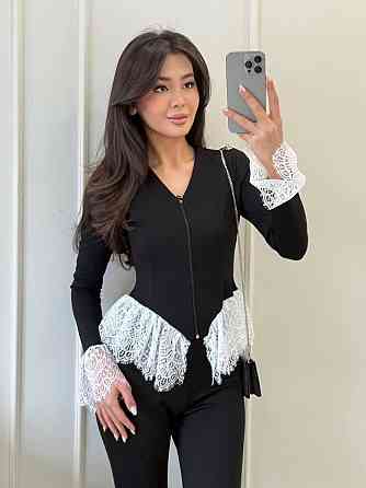 Женский стильный привлекательный костюм с кружевом микродайвинг+гипюр Одесса