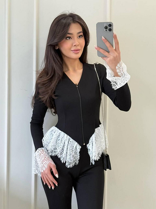 Женский стильный привлекательный костюм с кружевом микродайвинг+гипюр Одесса - изображение 2