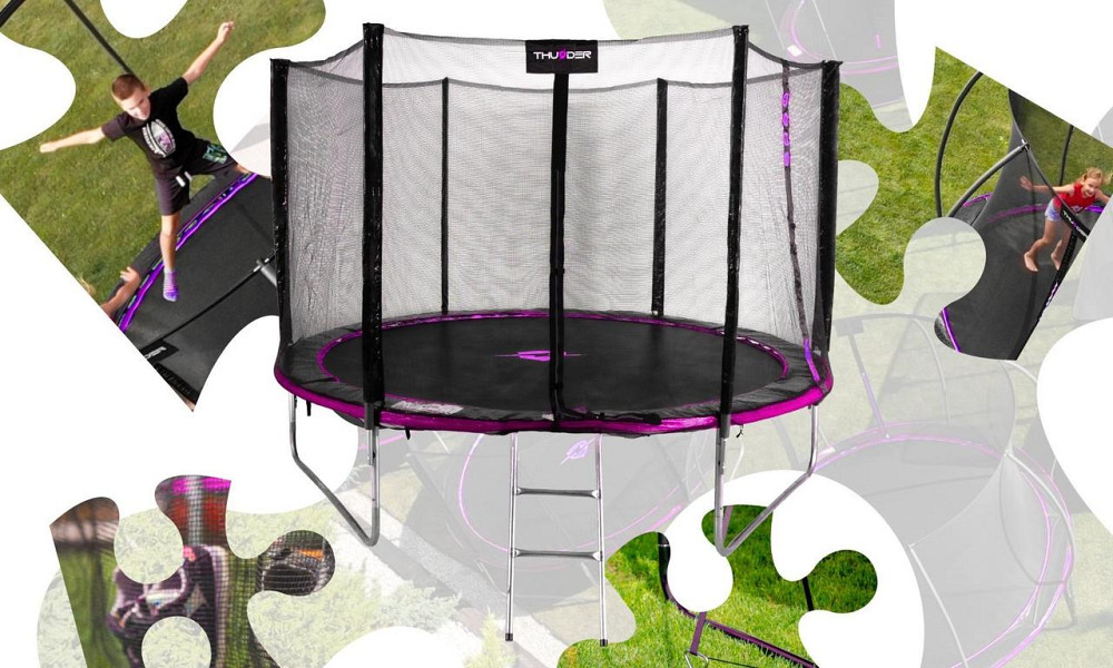 Батут THUNDER OUTSIDE PRO з зовнішньою сіткою 12 футів 366 см чорно-рожевий Київ - фото 10