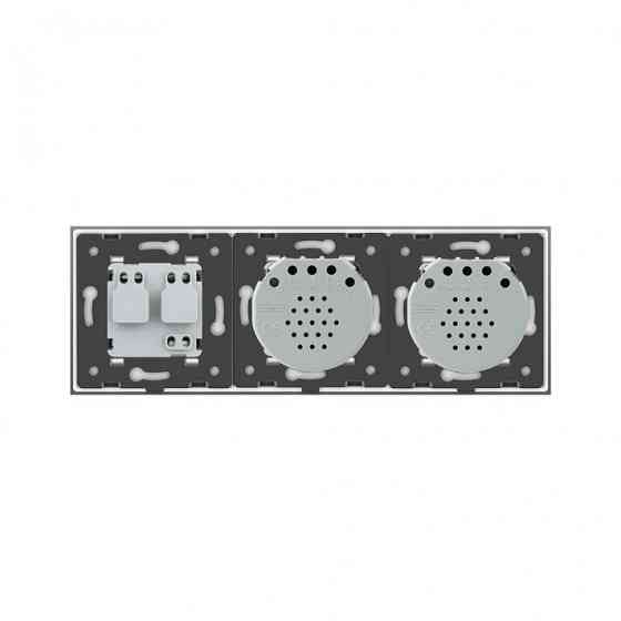 Розумний сенсорний ZigBee вимикач 2 сенсора (1-1) 1 розетка Livolo золото скло (VL-C701Z/C701Z/C7C1EU-13) Коломыя