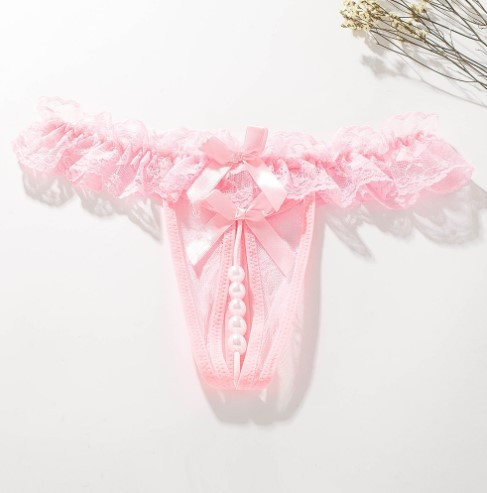 Трусики з вирізом та перлами рожеві - розмір універсальний, резинка до 110см Київ - фото 1