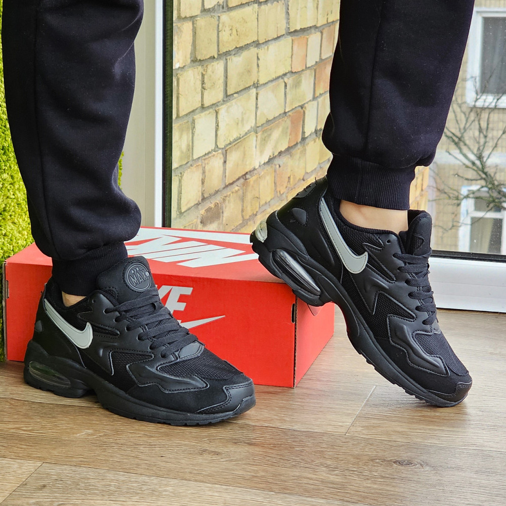 Мужские Чёрные Кроссовки Nike 90 Air Max 2 Кожаные Найк для бега (размеры: 41,42,43,44) Видео Обзор Днепр - изображение 10