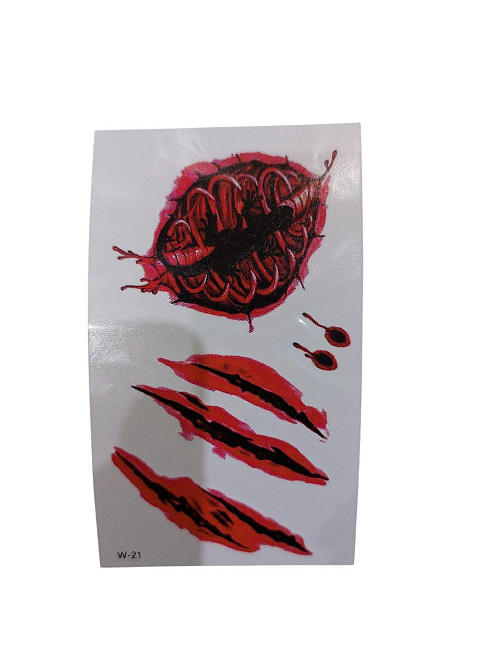 Наклейки тату для Хелловіну рани 10 на 6 см червоний Київ - фото 1