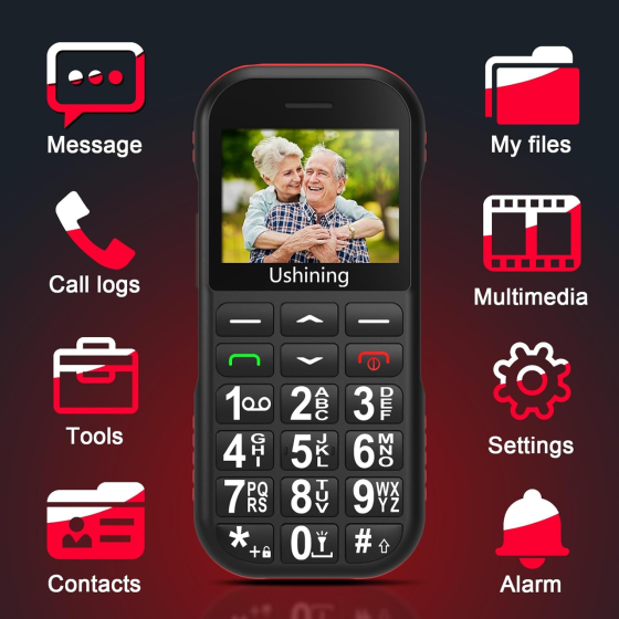 Мобильный телефон для пожилых людей You T190 Black: 4G VoLTE, большие кнопки, SOS, аккумулятор 1800 мАч, док-станция USB-C Киев