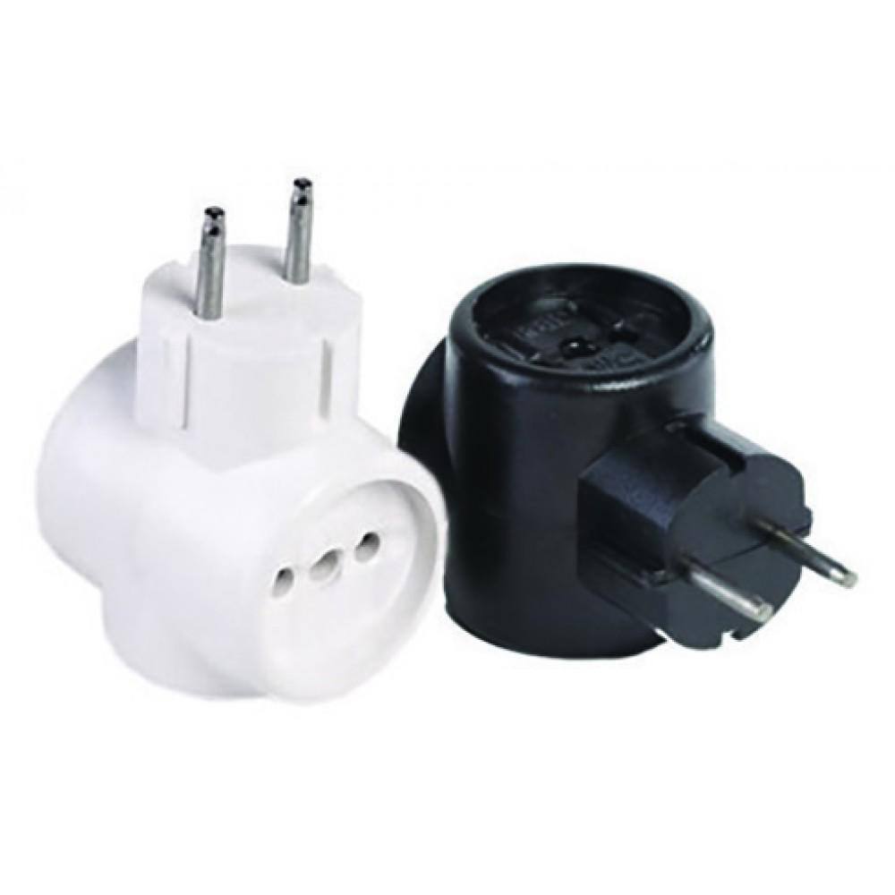 Трійник Токер 10А білий/чорний без заземлення Харків - фото 2