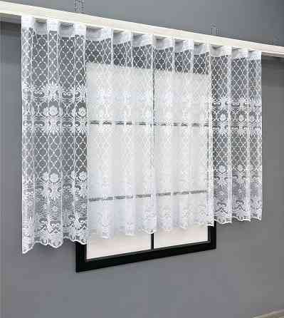 Коротка тюль, висота 1,2м, жаккард "Jak-1" колір білий 695т Київ