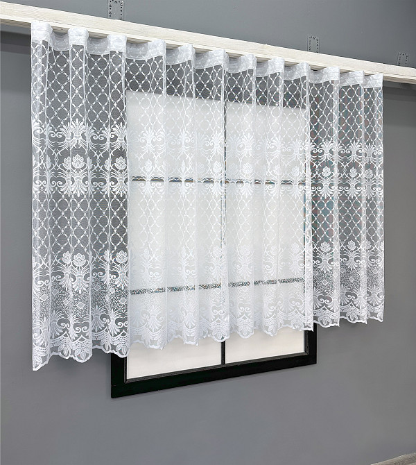 Коротка тюль, висота 1,2м, жаккард "Jak-1" колір білий 695т Київ - фото 2
