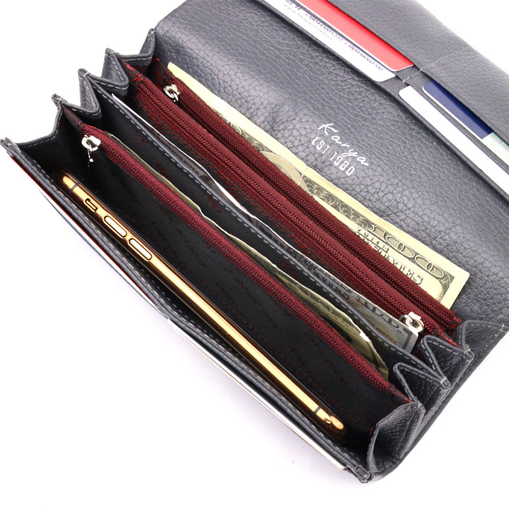 Стильный женский кошелек из натуральной кожи KARYA 21024 Серый Киев - изображение 7