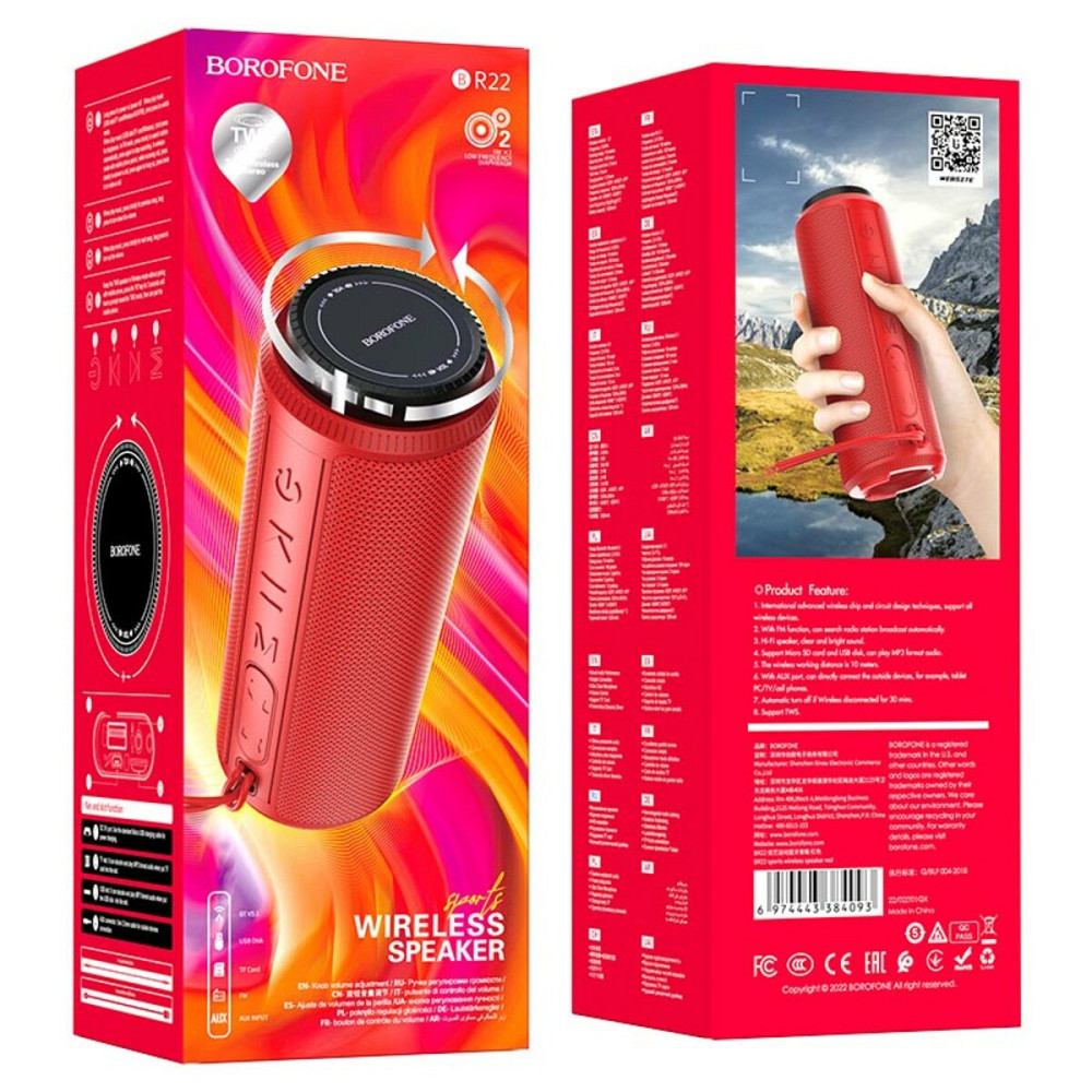Портативна колонка BOROFONE BR22 sports wireless speaker Red Киев - изображение 4