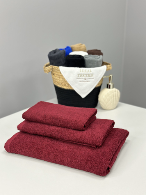 Рушник банний махровий Ideal Textile 70х140 см однотонний в кольорах 400 г/м2 (56860345) Бордовий, б Чернівці - фото 5