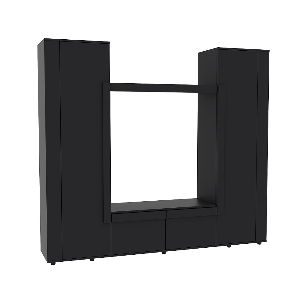 Стенка в гостиную под ТВ Эхо-4, Антрацит, 2080х420х1850 Львов - изображение 1