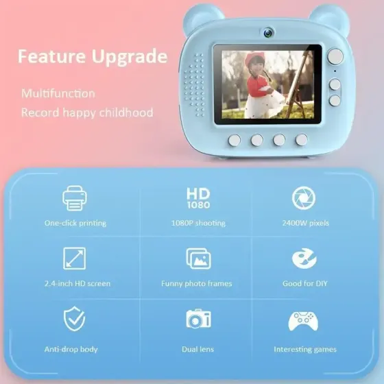 DSP Голубой Детская цифровая фотокамера мгновенной печати с термопринтером M&A-2000 Коломия