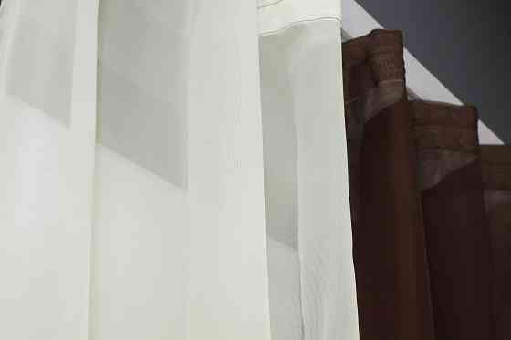 Кухонные шторы VR-Textil № 017к комбинированные с подвязками венге с молочным 265х170 см (50-544) Киев