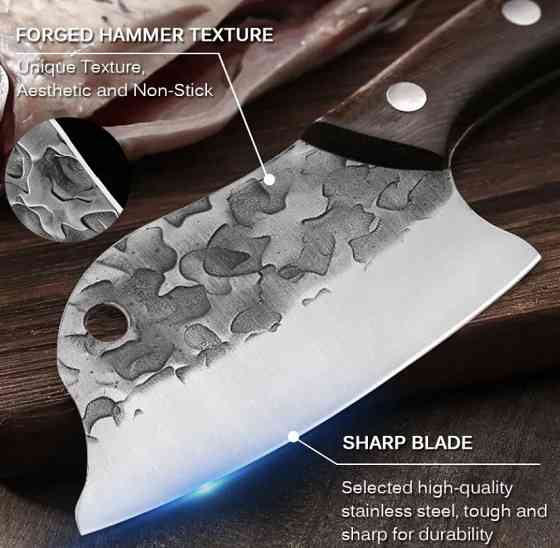 Кухонный нож, охотничий нож, рыбацкий нож , нож для кемпинга и природы, 23,5 см, нержавеющая сталь, коричневый Киев